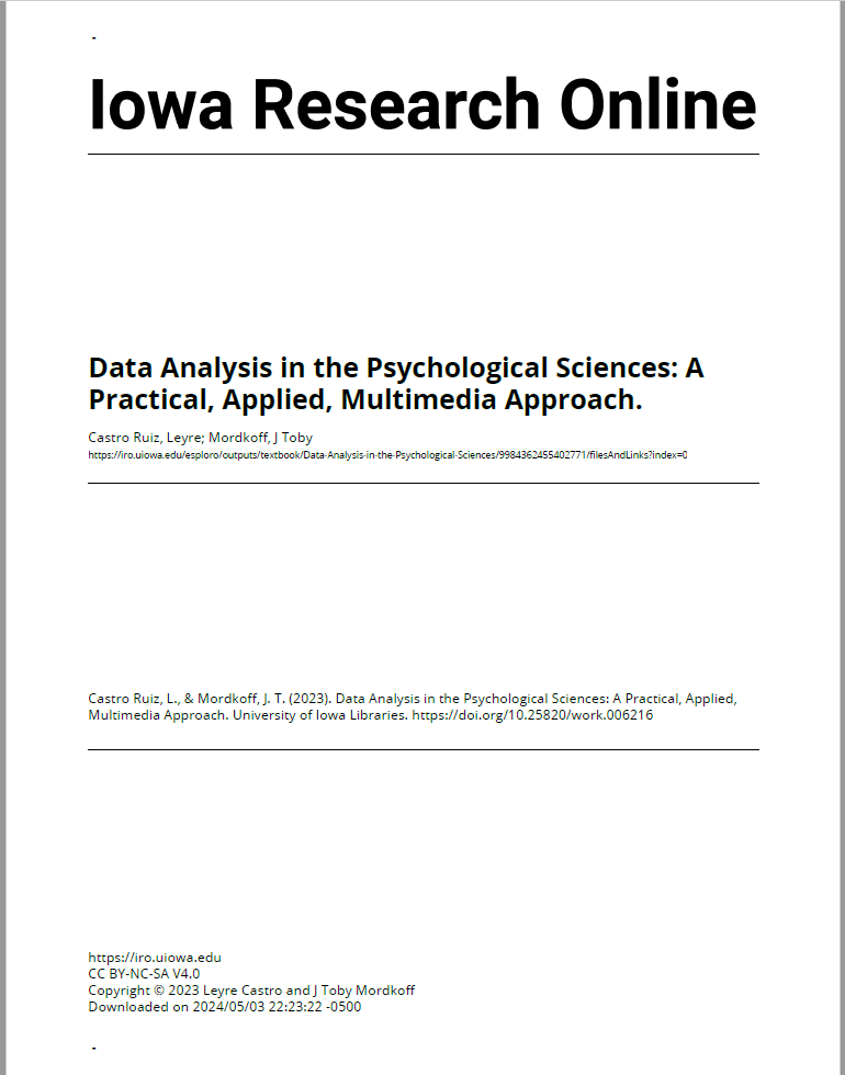 Data Analysis in the Psychological Sciences: A Practical, Applied, Multimedia Approach