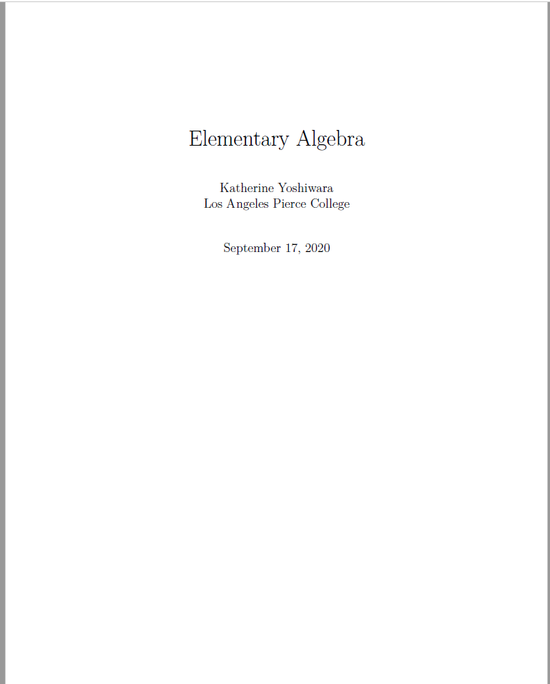 Elementary Algebra
